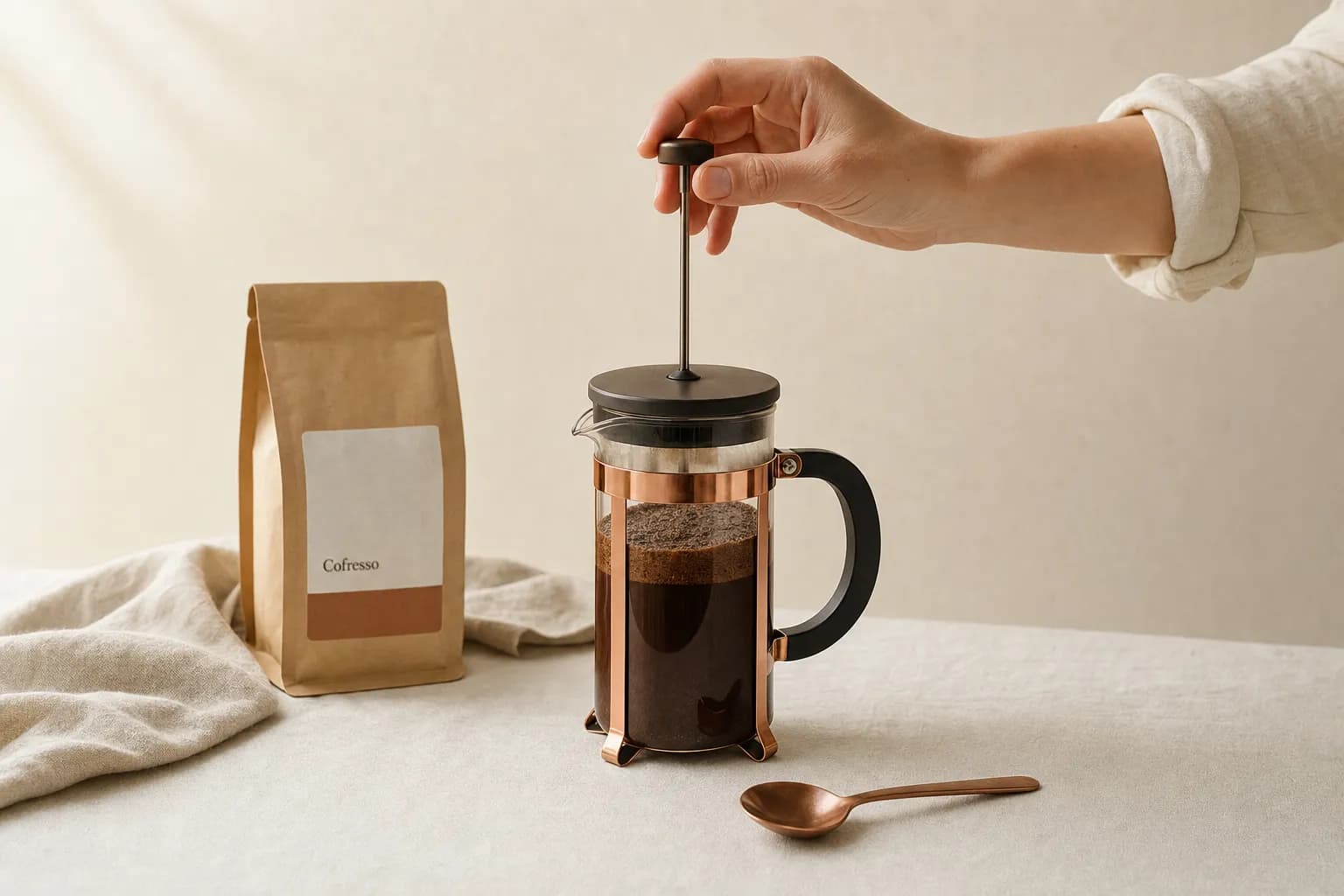 Brewing coffee with the immersion method: French Press